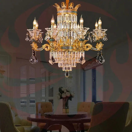 DecorBites™ Luxe Crystal Chandelier: Elegant Copper Living Room Dining Candle Light Decorbites
