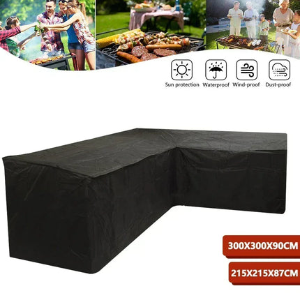 Black Outdoor Furniture Covers Waterproof Rain Snow Dust Wind-Proof Anti-UV Polyester Fiber Garden Lawn Patio Furniture Covers - Phoenix Fire Art Store