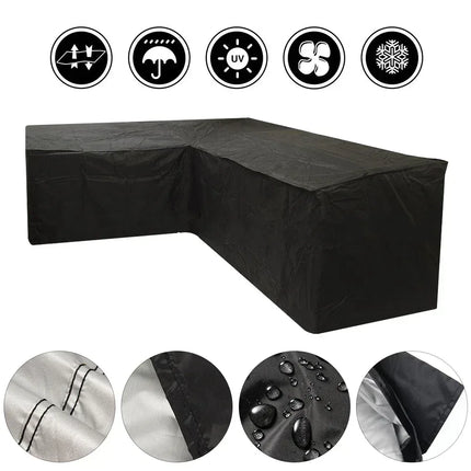 Black Outdoor Furniture Covers Waterproof Rain Snow Dust Wind-Proof Anti-UV Polyester Fiber Garden Lawn Patio Furniture Covers - Phoenix Fire Art Store