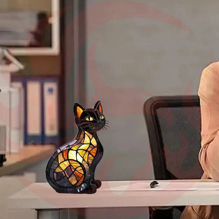 3D Retro Magic Stained Glass Cat Lamp Nightstand LED Multi-Color Cute Gift 2025 Moktan Sabai