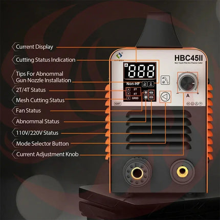 HITBOX 45A Plasma Cutter - Non-HF Non-Touch IGBT Inverter with Smart LED Display for DIY & Workshop Cutting - Phoenix Fire Art Store