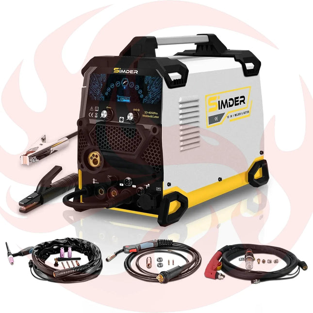 SSIMDER Aluminum MIG Welder Pulse MIG/MAG/HF TIG/Stick/Pilot ARC Plasma Cutter 200A Welding Machine SD4050Pro 10 in 1 Welder Cut - Phoenix Fire Art Store
