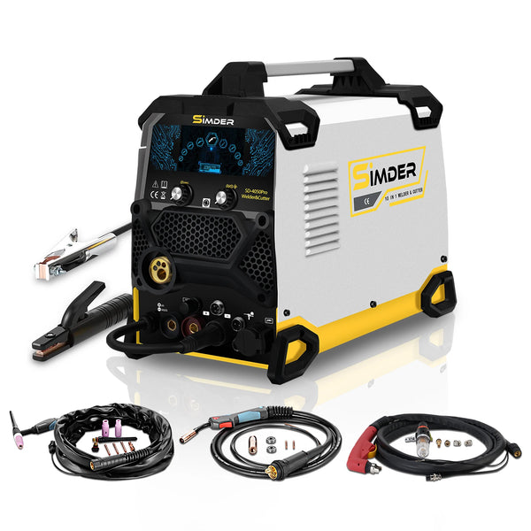 SSIMDER Aluminum MIG Welder Pulse MIG/MAG/HF TIG/Stick/Pilot ARC Plasma Cutter 200A Welding Machine SD4050Pro 10 in 1 Welder Cut