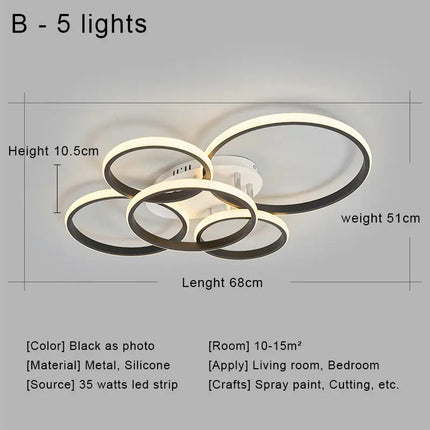 DecorBites™ LED Ceiling Chandelier Remote Control Living Room Bedroom Kitchen Lamp White Decorbites