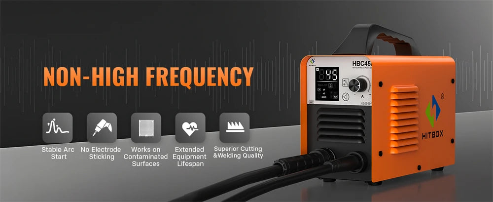 HITBOX 45A Plasma Cutter - Non-HF Non-Touch IGBT Inverter with Smart LED Display for DIY & Workshop Cutting