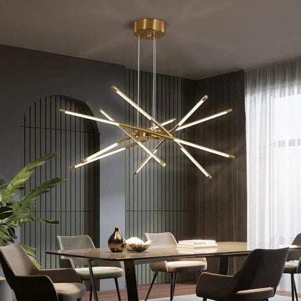 DecorBites™ Linen Ceiling Chandelier: Black Gold Pendant Lamp for Home, Office, or Restaurant Decorbites