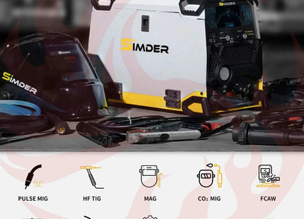 SSIMDER Aluminum MIG Welder Pulse MIG/MAG/HF TIG/Stick/Pilot ARC Plasma Cutter 200A Welding Machine SD4050Pro 10 in 1 Welder Cut - Phoenix Fire Art Store