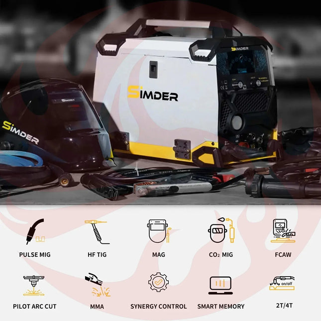 SSIMDER Aluminum MIG Welder Pulse MIG/MAG/HF TIG/Stick/Pilot ARC Plasma Cutter 200A Welding Machine SD4050Pro 10 in 1 Welder Cut - Phoenix Fire Art Store