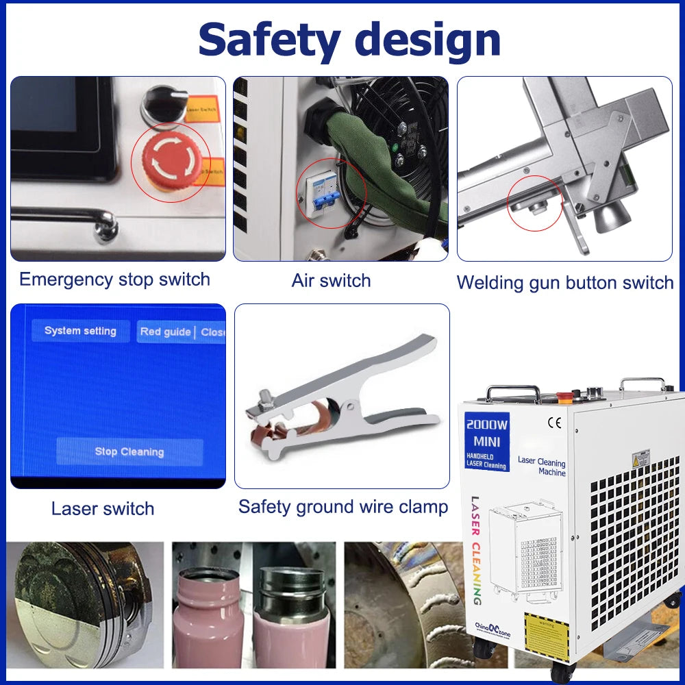 2000W Laser Cleaning Machine - 300MM Width Rust Removal Tool for Metal Surfaces