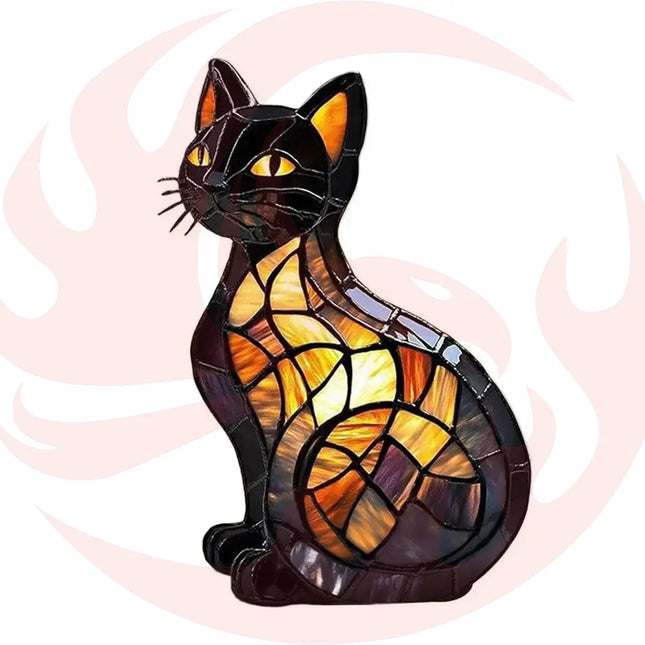 3D Retro Magic Stained Glass Cat Lamp Nightstand LED Multi-Color Cute Gift 2025 Moktan Sabai
