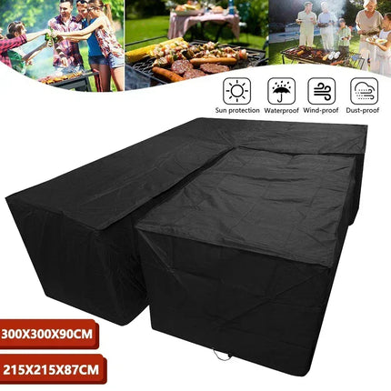 Black Outdoor Furniture Covers Waterproof Rain Snow Dust Wind-Proof Anti-UV Polyester Fiber Garden Lawn Patio Furniture Covers - Phoenix Fire Art Store
