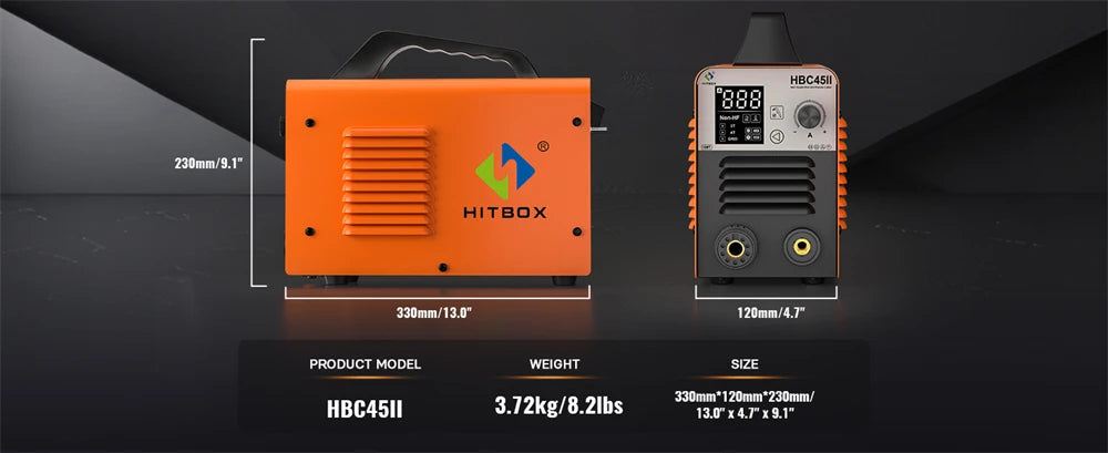 HITBOX 45A Plasma Cutter - Non-HF Non-Touch IGBT Inverter with Smart LED Display for DIY & Workshop Cutting
