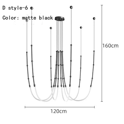 DecorBites™ Linear Creative Chandelier: Nordic LTalian Designer, Modern Lighting for Living Room, Lobby, Bedroom, Restaurant Decorbites