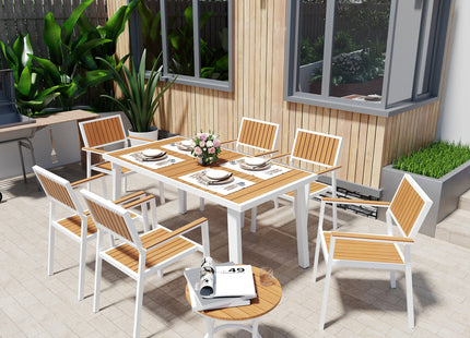 Pamapic Aluminum and Plastic-Wood Outdoor Dining Table Set Pamapic