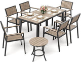 Pamapic Aluminum and Plastic-Wood Outdoor Dining Table Set (8 Pieces)