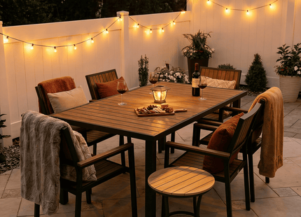 Pamapic Aluminum and Plastic-Wood Outdoor Dining Table Set Pamapic