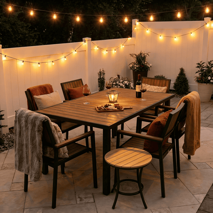 Pamapic Aluminum and Plastic-Wood Outdoor Dining Table Set Pamapic