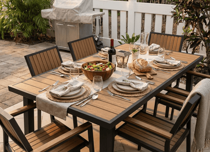 Pamapic Aluminum and Plastic-Wood Outdoor Dining Table Set Pamapic