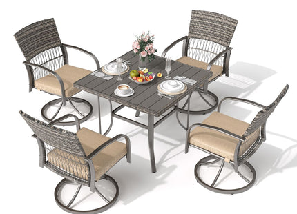 Pamapic Outdoor Dining Table with 4 Swivel Chairs (5 Pieces) Pamapic