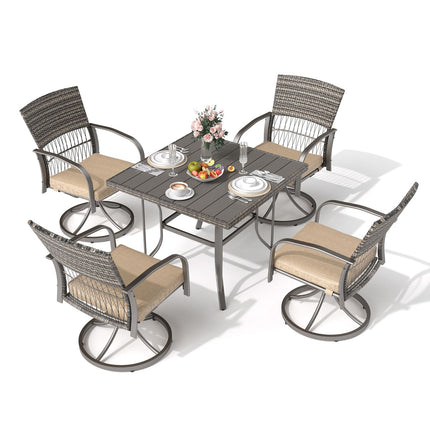 Pamapic Outdoor Dining Table with 4 Swivel Chairs (5 Pieces) Pamapic