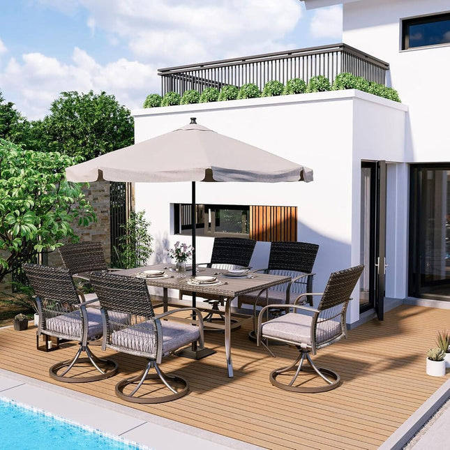 Pamapic 7-Piece Outdoor Dining Set - Swivel Chairs & Table (Your Backyard's About to Get Jealous) Pamapic