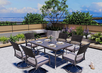 Pamapic 7-Piece Outdoor Dining Set - Swivel Chairs & Table (Your Backyard's About to Get Jealous) Pamapic