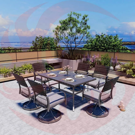 Pamapic 7-Piece Outdoor Dining Set - Swivel Chairs & Table (Your Backyard's About to Get Jealous) Pamapic