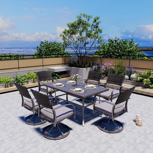 Pamapic 7-Piece Outdoor Dining Set - Swivel Chairs & Table (Your Backyard's About to Get Jealous) Pamapic