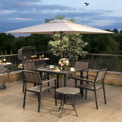 Pamapic Aluminum and Plastic-Wood Outdoor Dining Table Set Pamapic