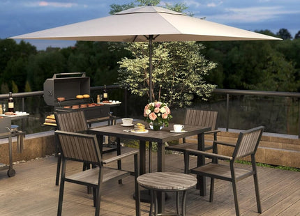 Pamapic Aluminum and Plastic-Wood Outdoor Dining Table Set Pamapic