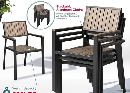 Pamapic Aluminum and Plastic-Wood Outdoor Dining Table Set Pamapic
