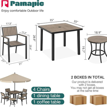 Pamapic Aluminum and Plastic-Wood Outdoor Dining Table Set Pamapic