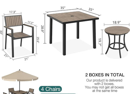 Pamapic Aluminum and Plastic-Wood Outdoor Dining Table Set Pamapic