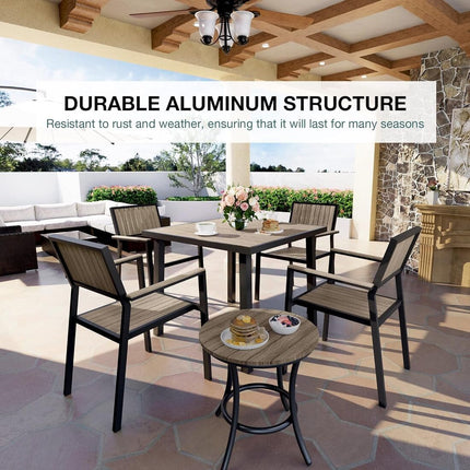 Pamapic Aluminum and Plastic-Wood Outdoor Dining Table Set Pamapic
