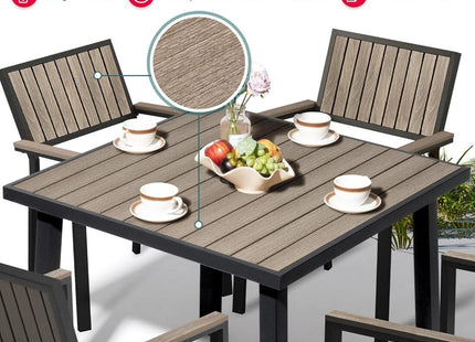 Pamapic Aluminum and Plastic-Wood Outdoor Dining Table Set Pamapic