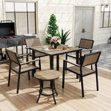 Pamapic Aluminum and Plastic-Wood Outdoor Dining Table Set (8 Pieces)