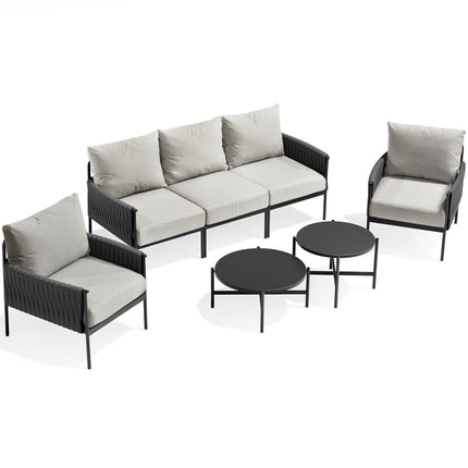 Axis Woven Rope Outdoor Sectional Set, 7-Piece Pamapic