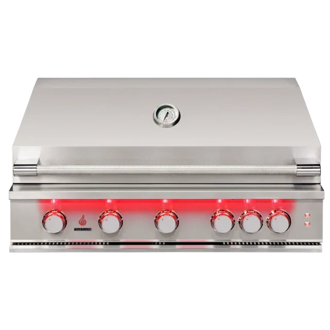 TrueFlame 40-Inch 5-Burner Built-In Grill with Rear Infrared Burner and Grill Lights