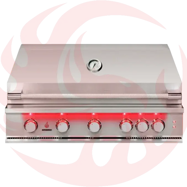 TrueFlame 40-Inch 5-Burner Built-In Grill with Rear Infrared Burner and Grill Lights Designing Backyards