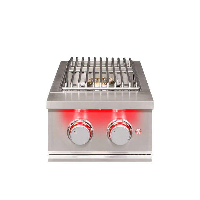 TrueFlame Built-In Double Side Burner with LED Lighting & Stainless Steel Lid Designing Backyards