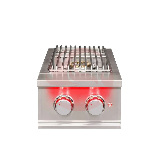 TrueFlame Built-In Double Side Burner with LED Lighting & Stainless Steel Lid Designing Backyards