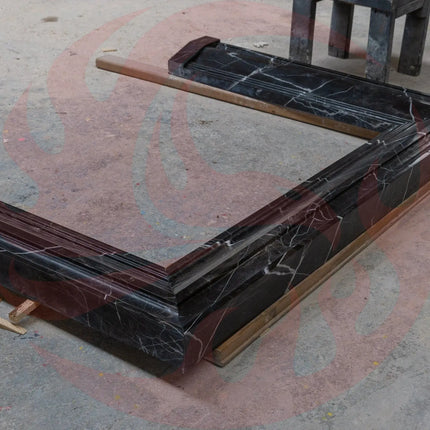 Toros Black Marble Hand-carved Fireplace Mantel Polished (W)49" (H)69" - Phoenix Fire Art Store
