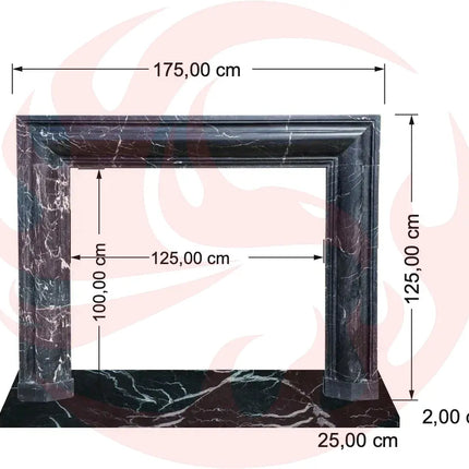 Toros Black Marble Hand-carved Fireplace Mantel Polished (W)49" (H)69" - Phoenix Fire Art Store