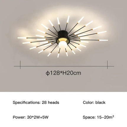 DecorBites™ LED Fireworks Chandelier: Modern Ceiling Lamp for Home Decor, Black Kitchen Lighting Fixtures Decorbites