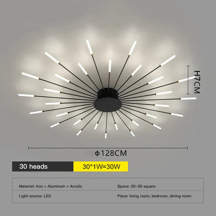 DecorBites™ LED Fireworks Chandelier: Modern Ceiling Lamp for Home Decor, Black Kitchen Lighting Fixtures Decorbites