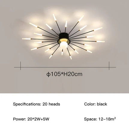 DecorBites™ LED Fireworks Chandelier: Modern Ceiling Lamp for Home Decor, Black Kitchen Lighting Fixtures Decorbites