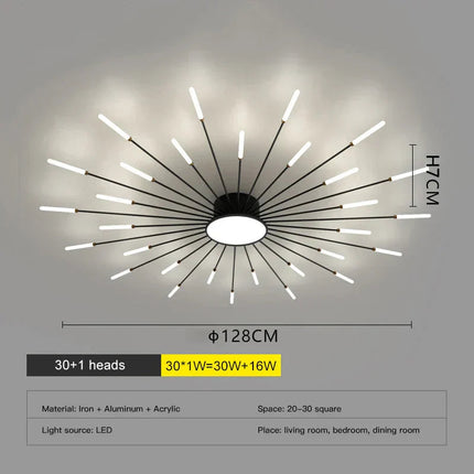 DecorBites™ LED Fireworks Chandelier: Modern Ceiling Lamp for Home Decor, Black Kitchen Lighting Fixtures Decorbites