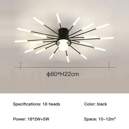 DecorBites™ LED Fireworks Chandelier: Modern Ceiling Lamp for Home Decor, Black Kitchen Lighting Fixtures Decorbites