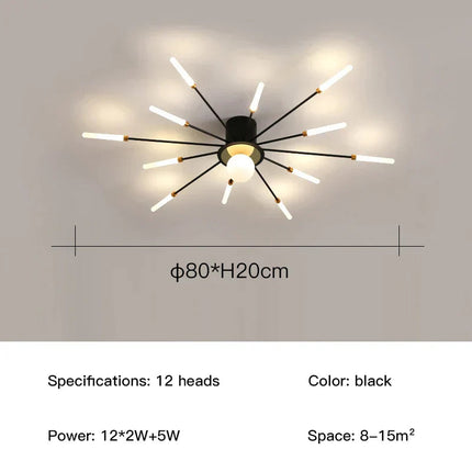 DecorBites™ LED Fireworks Chandelier: Modern Ceiling Lamp for Home Decor, Black Kitchen Lighting Fixtures Decorbites