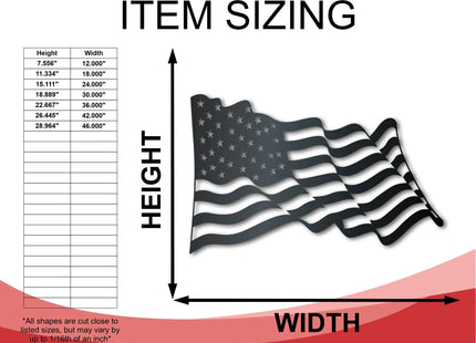 Metal American Flag Wall Art | Metal USA Sign | Indoor Outdoor | Up to 46" | Over 20 Color Options - Phoenix Fire Art Store